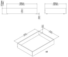 Fekete ágy alatti fiók szett 2 db-os 90x190-140x190 cm Naia – Tvilum