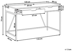 Elegáns Íróasztal Fekete És Világos Fa Színben 120 x 60 cm JENA Beliani