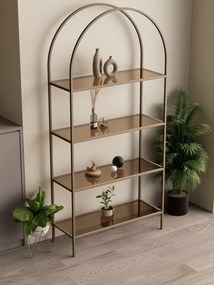 Linda fém könyvespolc, antik-bronz, 80 cm