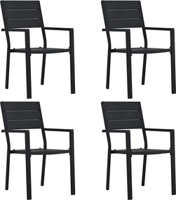 vidaXL 4 darab fekete fautánzatú HDPE kerti szék
