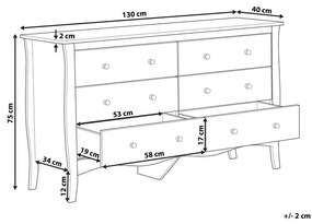 Fehér Hat Fiókos Komód WINCHESTER Beliani