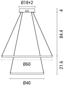 LED Csillár zsinóron LED/37W/230V 3000K fekete