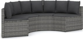 vidaXL 4 részes szürke polyrattan kerti kanapészett párnákkal