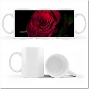 Piros rózsa mintás bögre