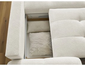 Fehér zsenília kinyitható-tárolóhelyes sarokkanapé (jobb oldali-heverő résszel) Roxelane – Bobochic Paris