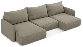 Bézs kinyitható-tárolóhelyes sarokkanapé Nanea – Makamii