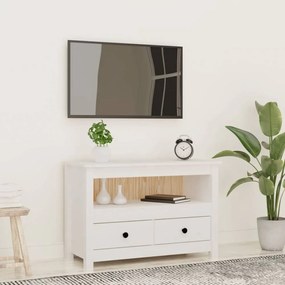 Fehér tömör fenyőfa tv-szekrény 79 x 35 x 52 cm