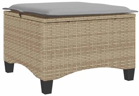 2 db bézs polirattan kerti székek párnákkal 55x55x36 cm
