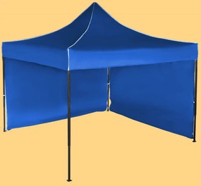Gyorsan összecsukható sátor 3x3 m – acél, Kék, 2 oldalfal