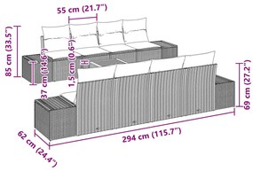 9 részes kerti kanapé szett párnákkal Fekete Poli ratán Akác