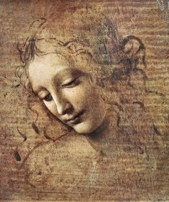 Leonardo da Vinci - Festmény reprodukció Leonardo da Vinci - Head of a Young Woman, (35 x 40 cm)
