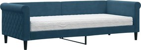 vidaXL kék bársony heverő matraccal 80 x 200 cm