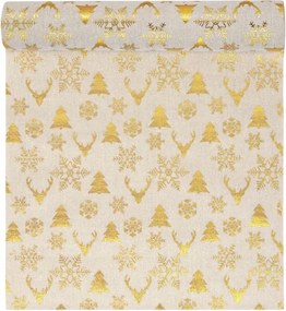 Futófelület Lenvászon Anyag Karácsonyfa És Hópehely 28cm/2,75m