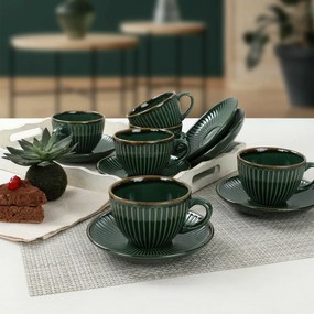Linea kerámia csésze alátéttel 6 db-os szett 210 ml, zöld