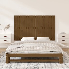 mézbarna tömör fenyőfa fali fejtámla 147 x 3 x 90 cm