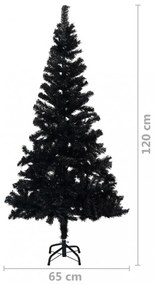 fekete PVC műkarácsonyfa állvánnyal 120 cm