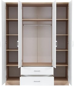 Miami gardróbszekrény 160x205 cm fehér-sonoma tölgy