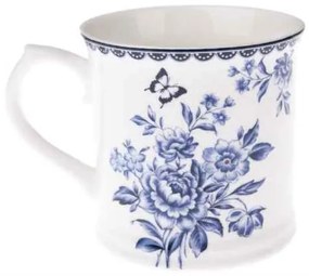 Porcelánbögre kék rózsacsokros, 400ml