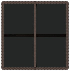 barna polyrattan és üveg kerti asztal 109 x 107 x 74 cm