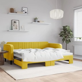 sárga kihúzható bársony heverő 90 x 200 cm