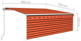 narancs és barna kézzel kihúzható napellenző redőnnyel 4 x 3 m