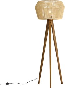 Állólámpa Vintage fa barna papírkötél búrával 50/50/30 - Tripod Classic