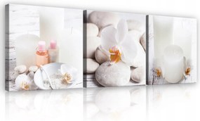 Vászonkép 75x25 Spa relaxáció orchidea kövek gyertyák harmónia nyugalom zen