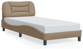 cappuccino színű műbőr ágykeret LED-világítással 80 x 200 cm