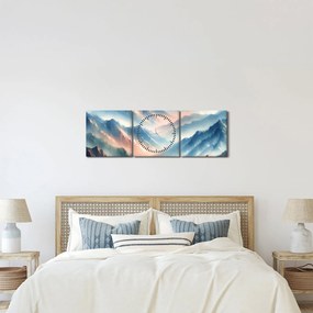 Kép - Akvarell hegyek (órával) (90x30 cm)