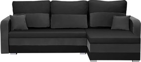 KOROS Kinyitható sarokkanapé Fekete/szürke