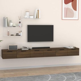2 db barna tölgy színű szerelt fa faliszekrény 102 x 30 x 20 cm