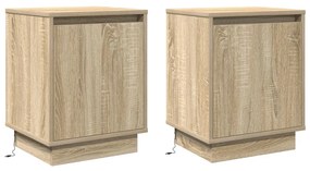 LED világítással ellátott éjjeli szekrények 2 darab Sonoma tölgy 39x34,5x50 cm