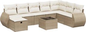 vidaXL 9 részes bézs polyrattan kerti ülőgarnitúra párnákkal