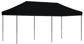 fekete összecsukható felugró rendezvénysátor 580x292x315 cm
