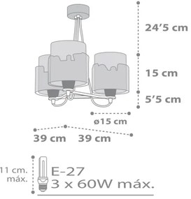 Dalber 61687 - Gyerek csillár BABY TRAVEL 3xE27/60W/230V