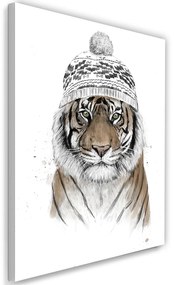 Gario Vászonkép Tigris téli karácsonyi sapkában - Rykker Méret: 40 x 60 cm