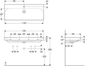 Geberit 500.226.01.1 - Függesztett mosdó Smyle Square 120x48 cm kerámia/fehér