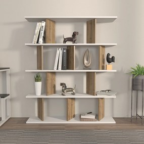 könyvespolc Grace - White, Walnut
