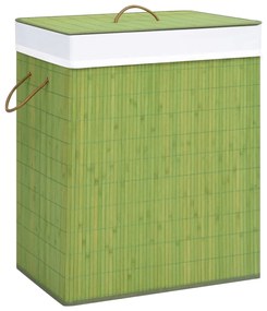 vidaXL zöld bambusz szennyestartó kosár 100 L