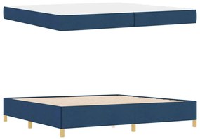 Boxrugós ágy Kék és Sötétkék és Fehér 200 x 200 cm szövet