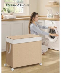 Szennyeskosár  3 rekesszel, 140 literes, levehető béléssel natúr bézs és matt fehér színben