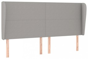 világosszürke szövet fejtámla szárnyakkal 203x23x118/128 cm