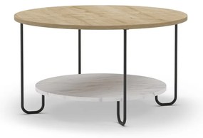 Natúr színű kerek dohányzóasztal tölgyfa dekoros asztallappal ø 80 cm Tonka – Marckeric