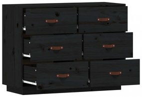 fekete tömör fenyőfa tálalószekrény 100 x 40 x 75 cm