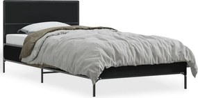 vidaXL fekete szerelt fa és fém ágykeret 90 x 190 cm