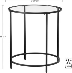 Kis dohányzóasztal, üvegasztal 50 x 55 cm, fekete
