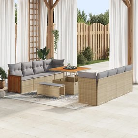 Kerti Kanapé Szett 11 pcs Bézs 100 x 100 x 71 cm polirattan