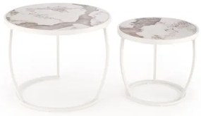 AURORO 2 db-os dohányzóasztal szett, bézs/fehér