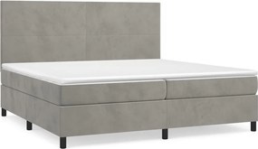 vidaXL világosszürke bársony rugós ágy matraccal 200x200 cm