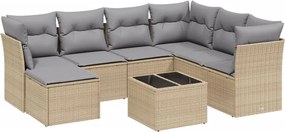 vidaXL 8 részes vegyes bézs polyrattan kerti ülőgarnitúra párnákkal